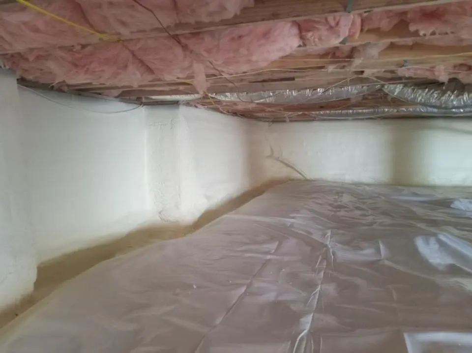 Crawl space encapsulation with closed-cell spray foam for Roof Waterproofing in Prospect Park